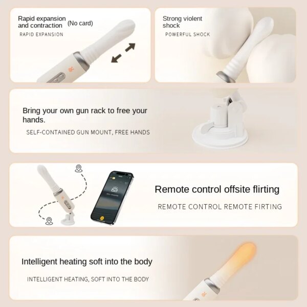 Vibromasseur télécommandé télescopique entièrement automatique pour femmes, jouets sexuels féminins, vibromasseur gode, jouet adulte – Image 4