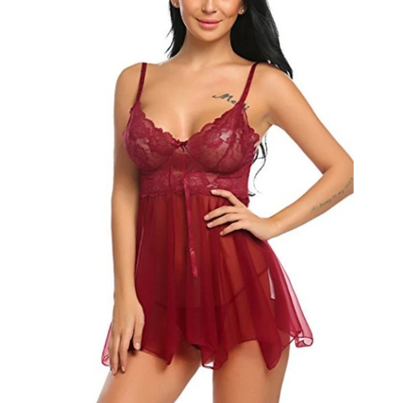Vêtements de nuit sexy en dentelle pour femmes, soutien-gorge à entrejambe ouvert, costume de batterie de mariage, robe de nuisette, lingerie chaude, vêtements de sexe, 7.0