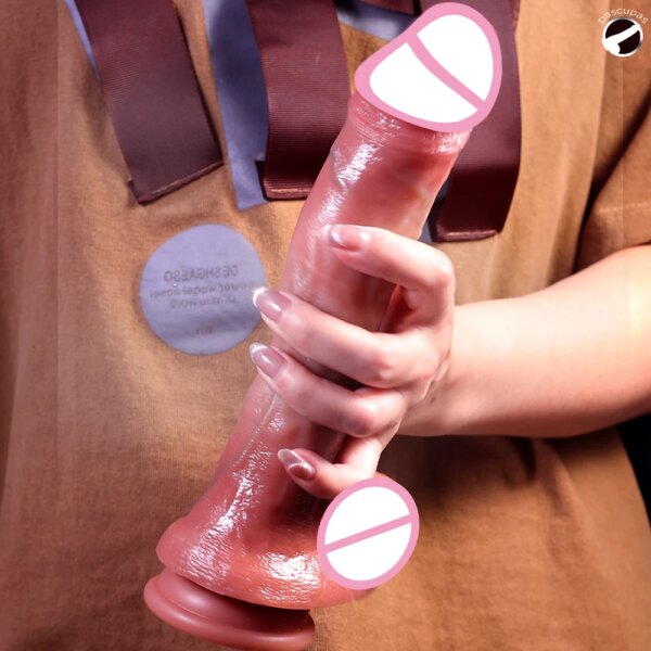 Vibration réaliste de gode pour des femmes, jaune de masquage, pénis chauffant, pénétration anale, grosse bite, jouets sexuels féminins sexy, machine de sexe – Image 5