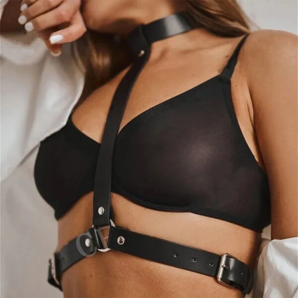 Lingerie sexy en cuir PU SFP pour femme, tenue sexuelle BDSM, porte-jarretelles, costume sexuel gothique, sous-vêtements Babydoll, fétiche 7.0 – Image 5