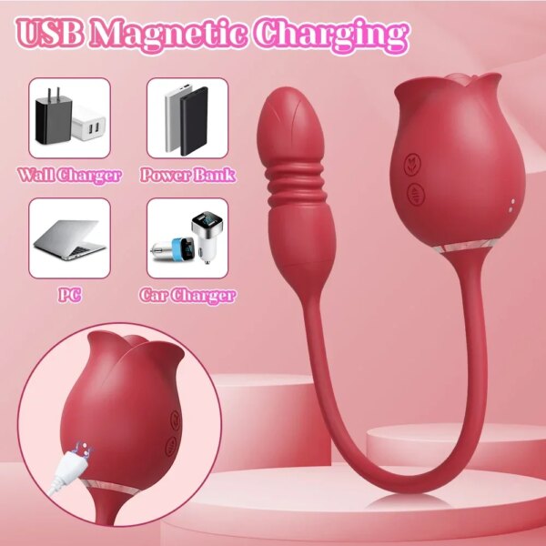 Vibromasseur à succion de rose pour femme, gode vibrant, ventouse sous vide, stimulateur de clitoris, œuf vibrant féminin, jouets sexuels pour adultes – Image 5