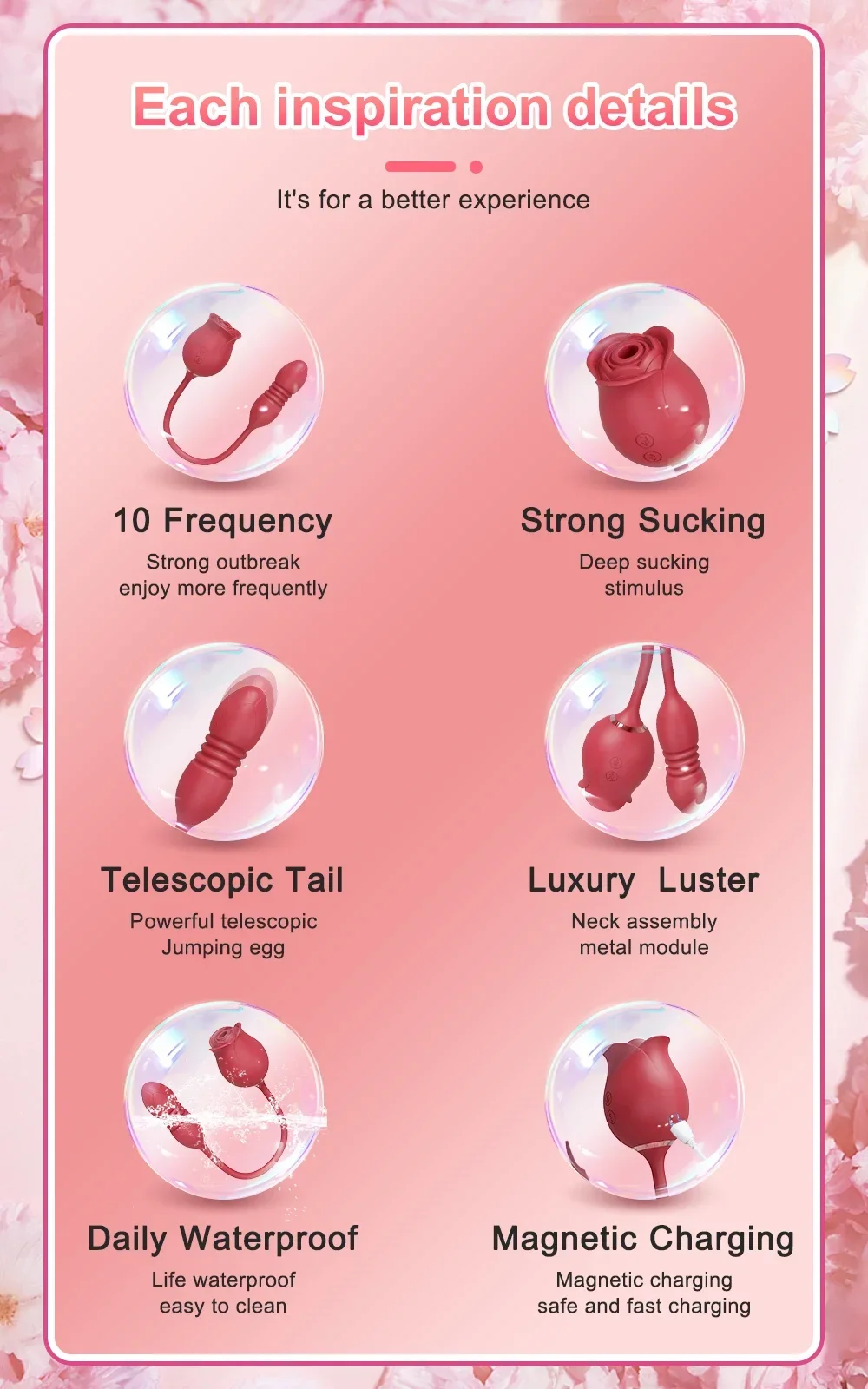 Vibromasseur à succion de rose pour femme, gode vibrant, ventouse sous vide, stimulateur de clitoris, œuf vibrant féminin, jouets sexuels pour adultes