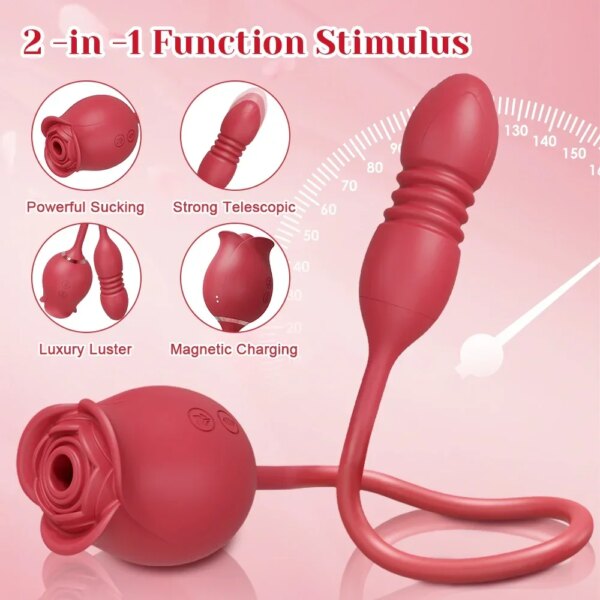 Vibromasseur à succion de rose pour femme, gode vibrant, ventouse sous vide, stimulateur de clitoris, œuf vibrant féminin, jouets sexuels pour adultes – Image 3