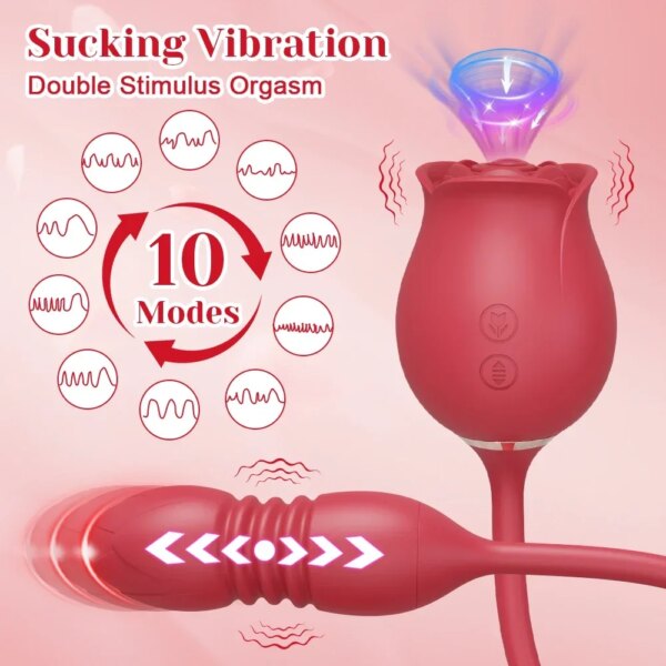 Vibromasseur à succion de rose pour femme, gode vibrant, ventouse sous vide, stimulateur de clitoris, œuf vibrant féminin, jouets sexuels pour adultes – Image 2