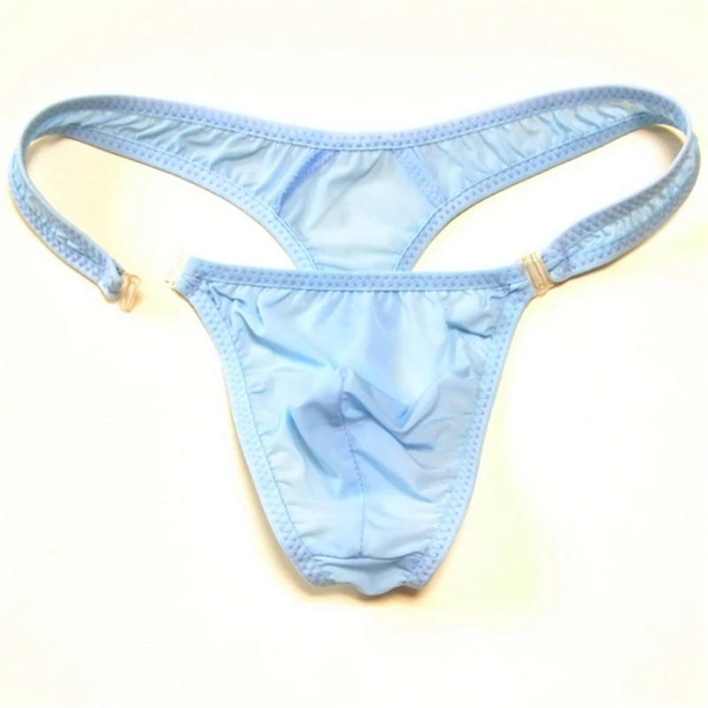 Strings en nylon translucide pour hommes, slips de bikini sexy à boutons, string gay, jocks, tanga, t-back, sous-vêtements gay, chaud, M, L, XL, 2019