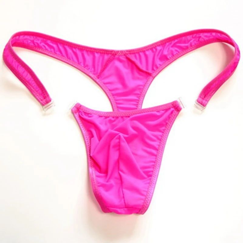 Strings en nylon translucide pour hommes, slips de bikini sexy à boutons, string gay, jocks, tanga, t-back, sous-vêtements gay, chaud, M, L, XL, 2019