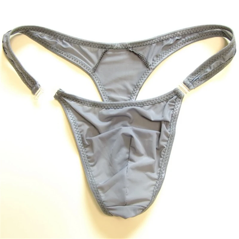 Strings en nylon translucide pour hommes, slips de bikini sexy à boutons, string gay, jocks, tanga, t-back, sous-vêtements gay, chaud, M, L, XL, 2019