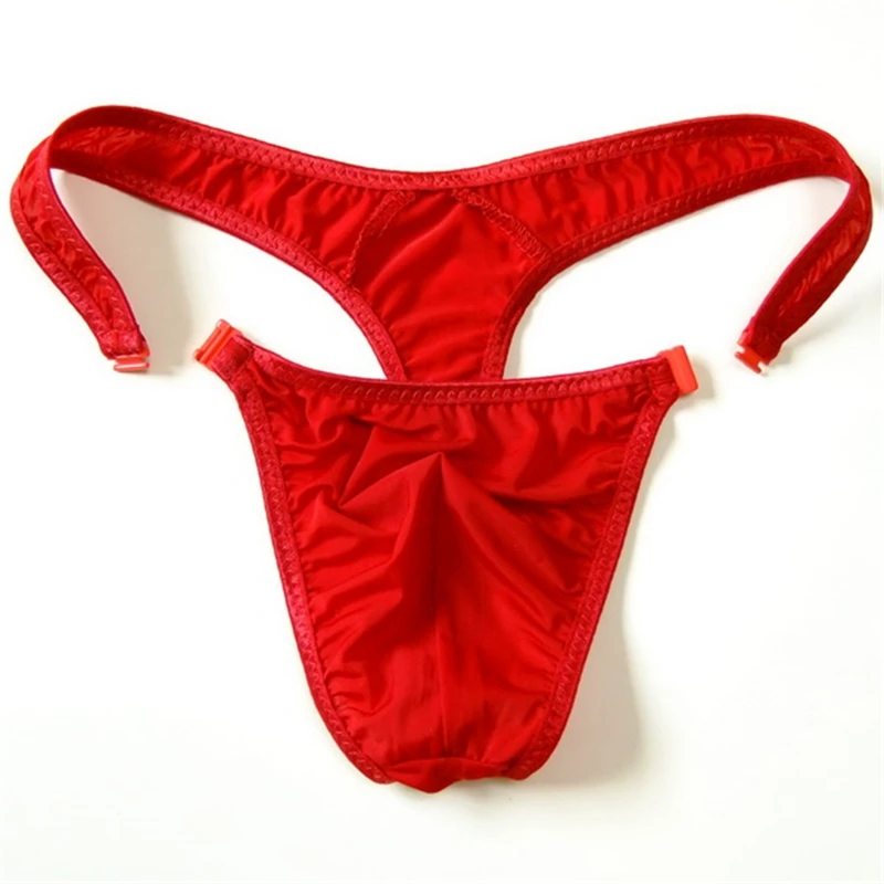 Strings en nylon translucide pour hommes, slips de bikini sexy à boutons, string gay, jocks, tanga, t-back, sous-vêtements gay, chaud, M, L, XL, 2019