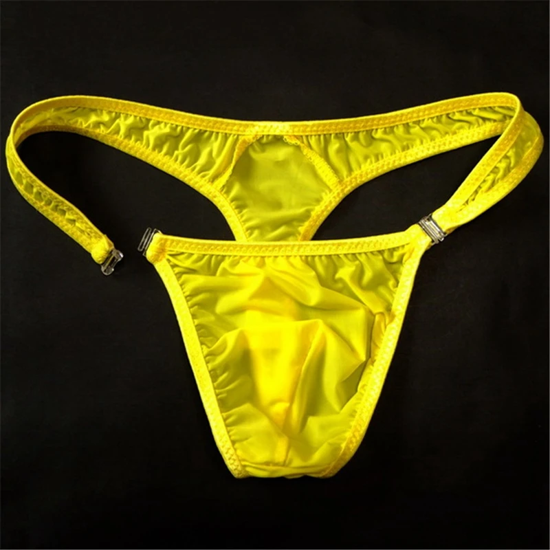 Strings en nylon translucide pour hommes, slips de bikini sexy à boutons, string gay, jocks, tanga, t-back, sous-vêtements gay, chaud, M, L, XL, 2019