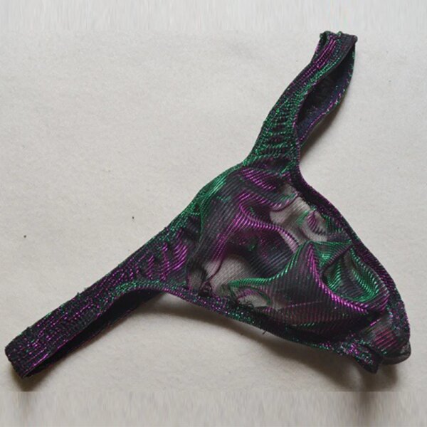 String sexy pour hommes, sous-vêtement brillant à l'huile, dos en T, taille basse, bikini, slip en poudre, shorts, lingerie ultra-mince, transparent, vêtements astronomiques – Image 2