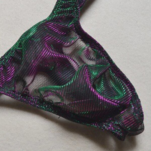 String sexy pour hommes, sous-vêtement brillant à l'huile, dos en T, taille basse, bikini, slip en poudre, shorts, lingerie ultra-mince, transparent, vêtements astronomiques – Image 3