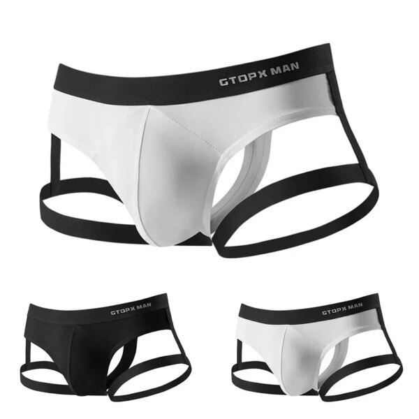 Jockstrap en forme de glace pour hommes, sangle de jarretelle U convexe, mince, dos nu, sous-vêtements confortables, slips, string masculin – Image 4