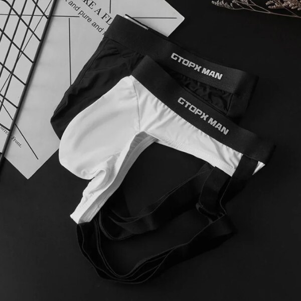 Jockstrap en forme de glace pour hommes, sangle de jarretelle U convexe, mince, dos nu, sous-vêtements confortables, slips, string masculin – Image 5