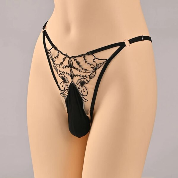Bikini Sexy Romantique pour Hommes, Poudres de Boule, TBack Dentelle, Amissié, Grand Sous-Vêtements, Intimes, Gay Temptatio JJ, Manches 7.0, Lingerie Sissy – Image 2