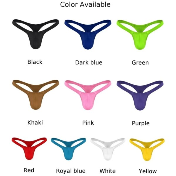 String Sexy Solide pour Homme, Taille Basse, Simple, Dos en T, Sous-Vêtement Bikini – Image 6
