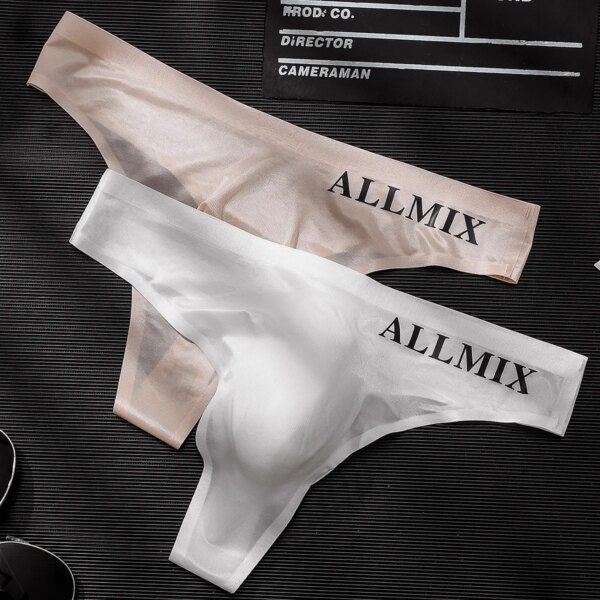 Strings transparents sexy pour hommes, sous-vêtements de sport, fitness, culottes fines pour les hanches, taille basse, sans couture, 3 pièces – Image 4