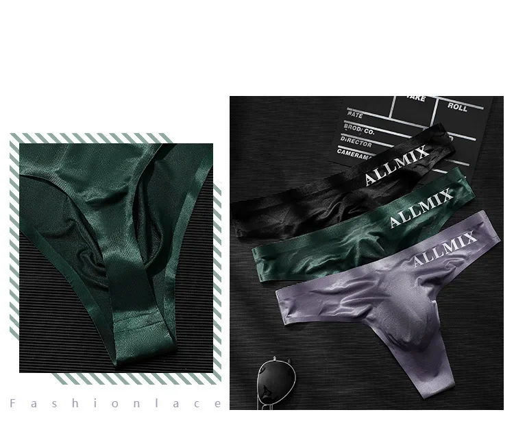 Strings transparents sexy pour hommes, sous-vêtements de sport, fitness, culottes fines pour les hanches, taille basse, sans couture, 3 pièces