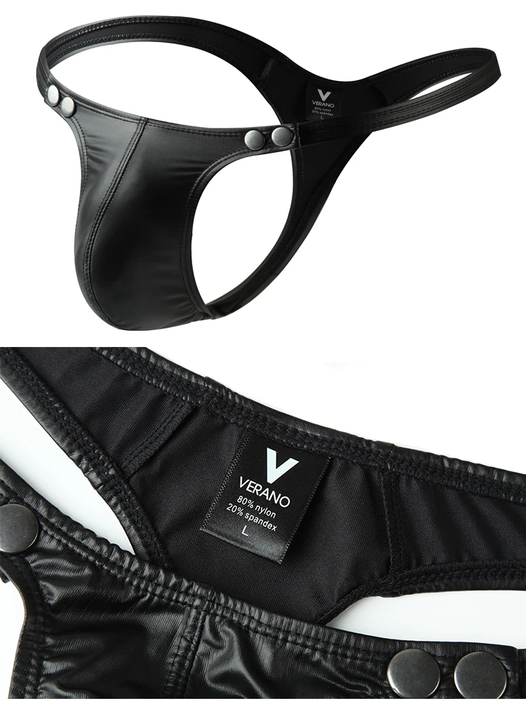 String sexy en cuir PU pour hommes, slip gay respirant, slip en T, bout ouvert pour le sexe, mini caleçon masculin taille basse