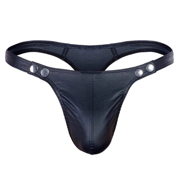 String sexy en cuir PU pour hommes, slip gay respirant, slip en T, bout ouvert pour le sexe, mini caleçon masculin taille basse