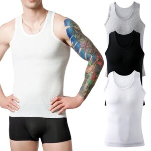Hommes glaPure Coton Respirant Solide Mouvement Hommes UnderChester Coton Sous-Vêtements L-4XL Gilet Pour Hommes Sports Fitness glaPure
