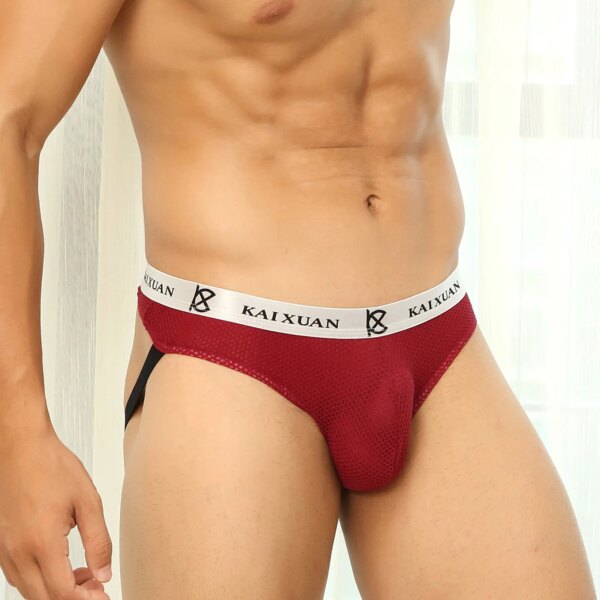 Sous-vêtements sexy en maille pour hommes, string jockstrap et string G, culotte Sissy, poudres de pénis, lingerie t-back, zones bre, caleçon élastique – Image 3