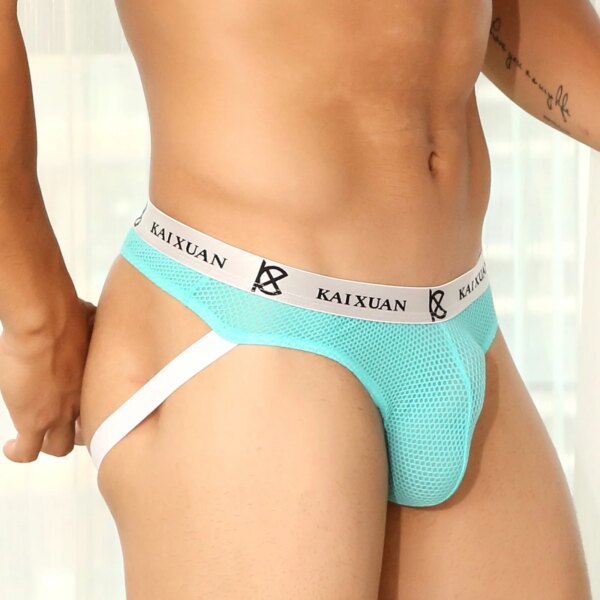 Sous-vêtements sexy en maille pour hommes, string jockstrap et string G, culotte Sissy, poudres de pénis, lingerie t-back, zones bre, caleçon élastique – Image 4
