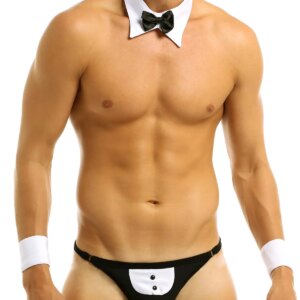 WaClaTuxedo-Ensemble de Lingerie Sexy pour Homme, Costume de Cosplay de Demoiselle d'Honneur, String, Boxer, Slip, Sous-Vêtements avec Nministériels d Papillon, Poignets, Wlwear