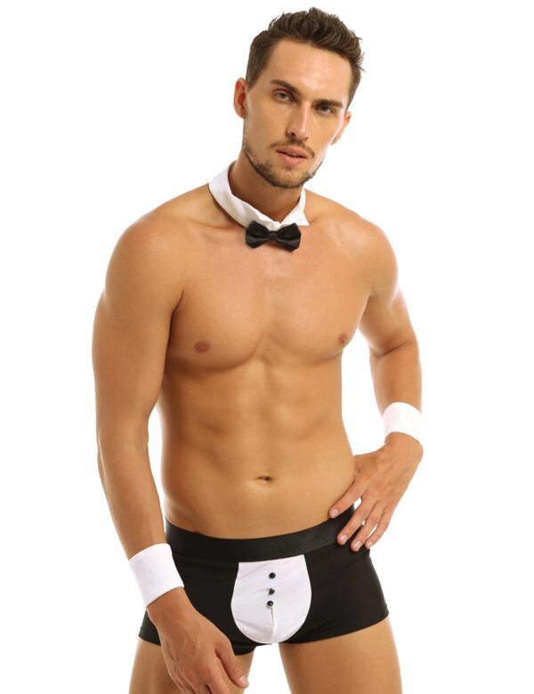WaClaTuxedo-Ensemble de Lingerie Sexy pour Homme, Costume de Cosplay de Demoiselle d'Honneur, String, Boxer, Slip, Sous-Vêtements avec Nministériels d Papillon, Poignets, Wlwear – Image 4