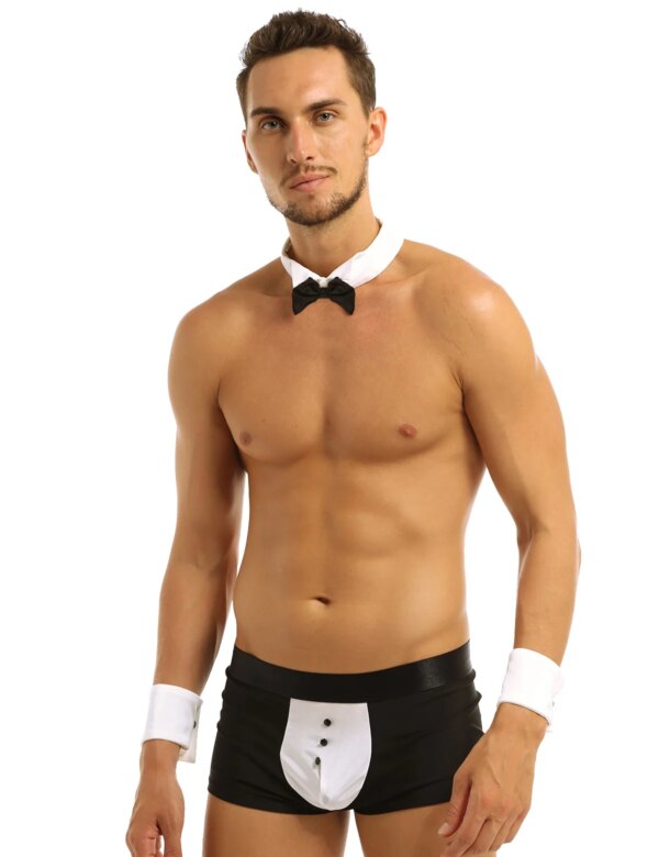 WaClaTuxedo-Ensemble de Lingerie Sexy pour Homme, Costume de Cosplay de Demoiselle d'Honneur, String, Boxer, Slip, Sous-Vêtements avec Nministériels d Papillon, Poignets, Wlwear – Image 3