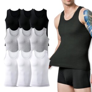 Haut athlétique en coton précieux pour hommes, sous-vêtement respirant et évac80-l'humidité, chemise en fibre précieuse, sous-vêtement léger d'été, 9 pièces