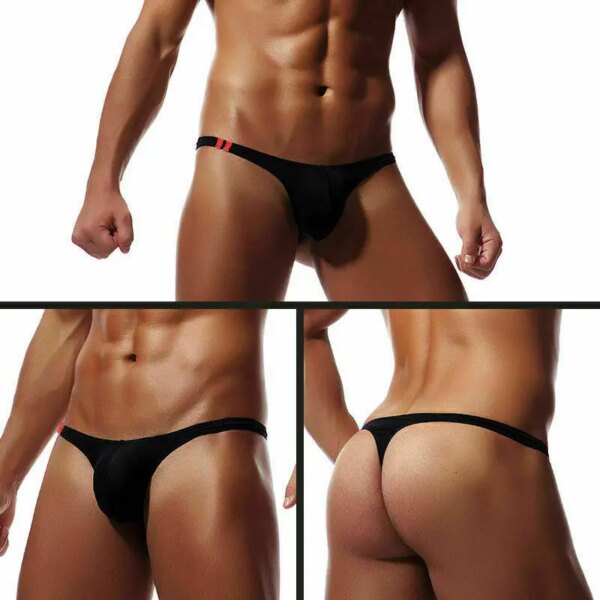 String G sexy pour hommes, sous-vêtements gay Sissy, slips pour hommes, jockstrap, caleçon à dos en T, poudres de pénis, culotte respirante – Image 2