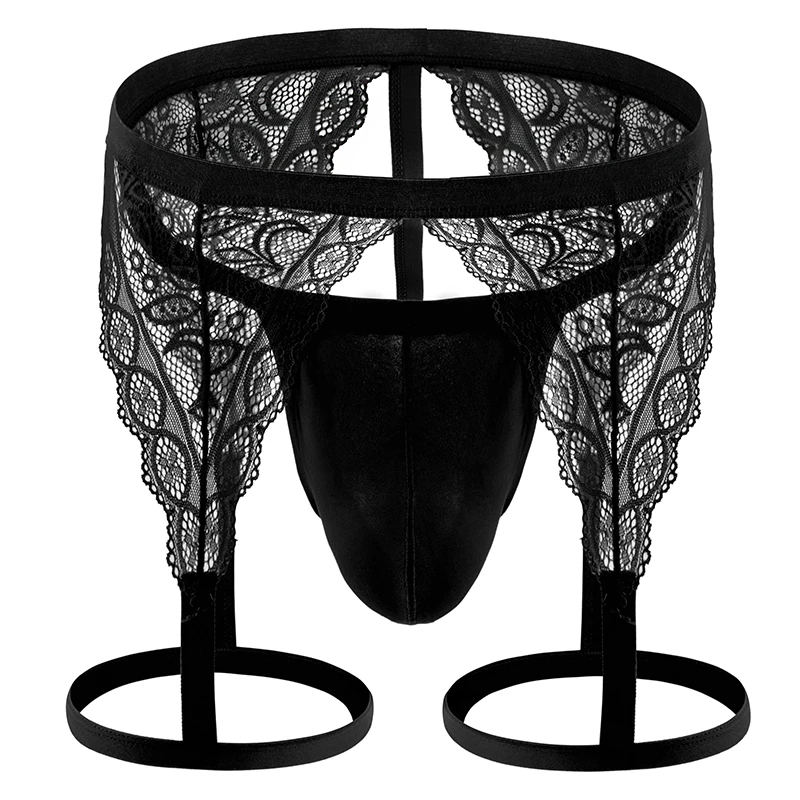 Lingerie pour hommes, String Jockstrap, sous-vêtements Sexy en dentelle, culotte Gay, Bikini t-back
