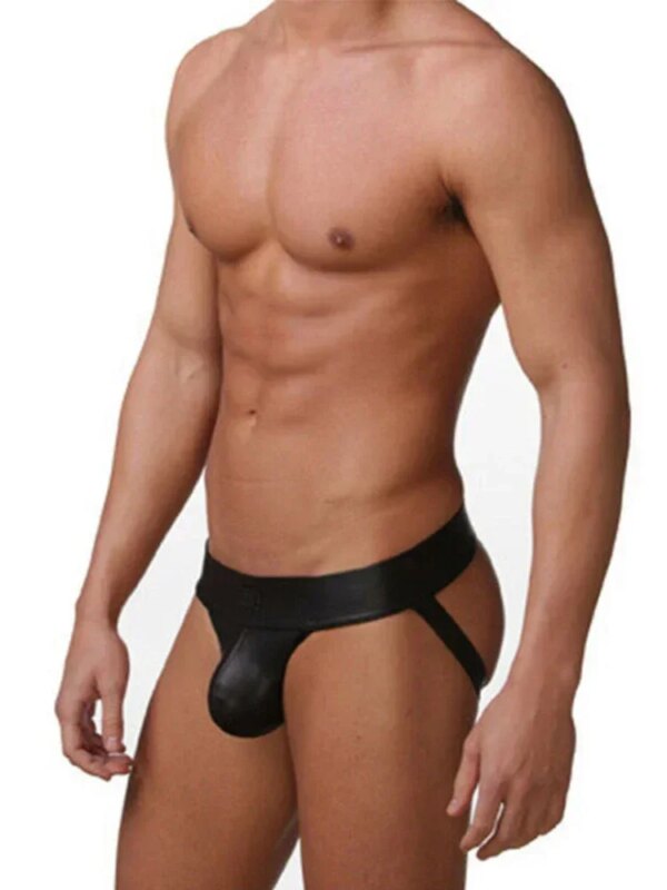 Sous-vêtements en similicuir PU pour hommes, Jockstrap Gay 7.0, culottes, lingerie sexy, tongs masculines chaudes, string G – Image 2
