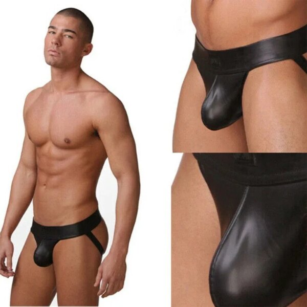 Sous-vêtements en similicuir PU pour hommes, Jockstrap Gay 7.0, culottes, lingerie sexy, tongs masculines chaudes, string G – Image 5