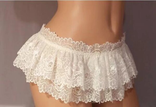 Sissy-Sous-vêtements en dentelle à volants pour hommes, mini jupe string, crossdress, costume, culotte, string gay, slip de bikini – Image 5
