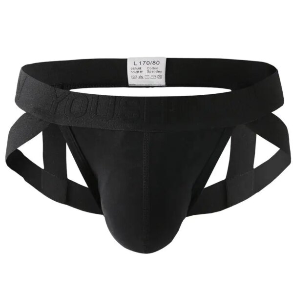 Jockstrap-Sous-vêtements sexy pour hommes, slips en coton, fesses de rosée, culotte de bondage, bout ouvert, lingerie masculine, string