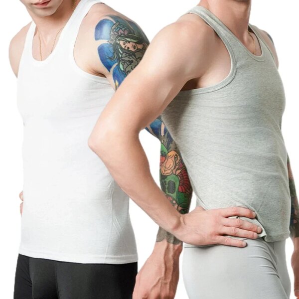 Sous-vêtements en coton précieux pour hommes, maillot de corps en fibre précieuse, sous-vêtements respirants, sous-vêtements en émail solide, vêtements d'été, exercice de fitness, 3 pièces – Image 5