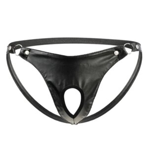 String Sexy en Cuir Artificiel pour Homme, Sous-Vêtement avec Anneau D.lique, Sangle Jock, Culotte Brésilienne