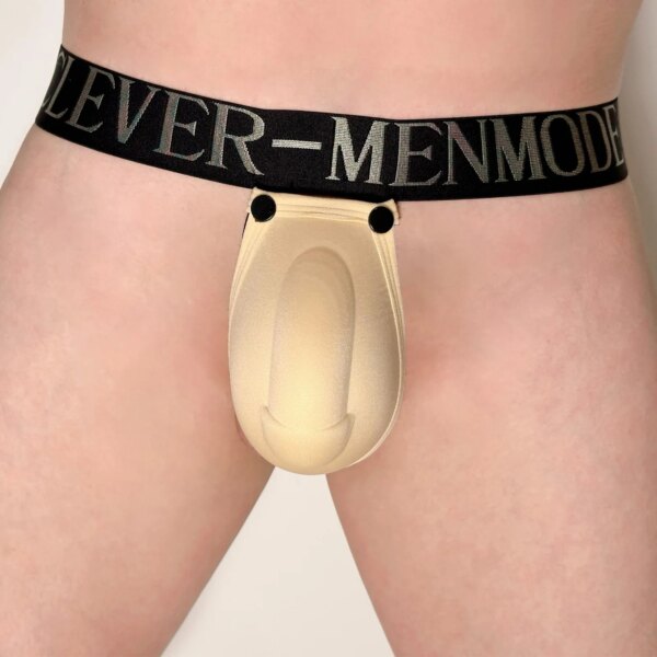 CLEVER-MENMODE Hommes Pénis Pad String Culotte Sous-Vêtements Sexy G String Push Up Tasse Rembourré Poudres Ouvertes Améliorer Slip