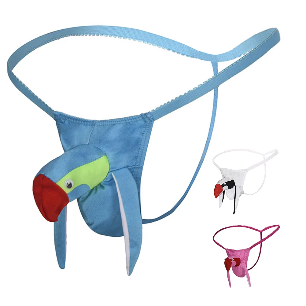 Strings sexy pour hommes, lingerie cosplay 3D, culotte élastique tête d'éléphant antarctique, sous-vêtements fins