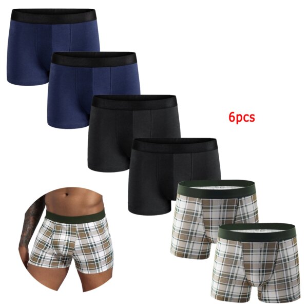 Boxer et caleçons en coton pour hommes, sous-vêtements masculins, ensemble de luxe, boîte à shorts, kit de slip, marque, 2024, 6 pièces par paquet – Image 6