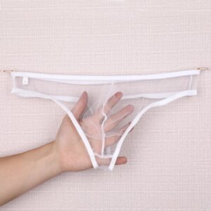 String transparent pour homme, sous-vêtement sexy, culotte respirante, bikini