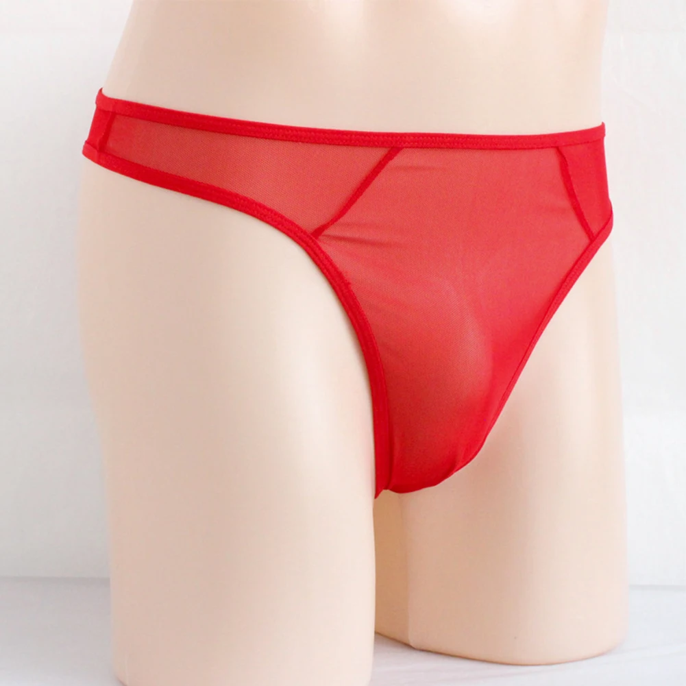 String sexy transparent pour homme, sous-vêtement respirant en maille fine