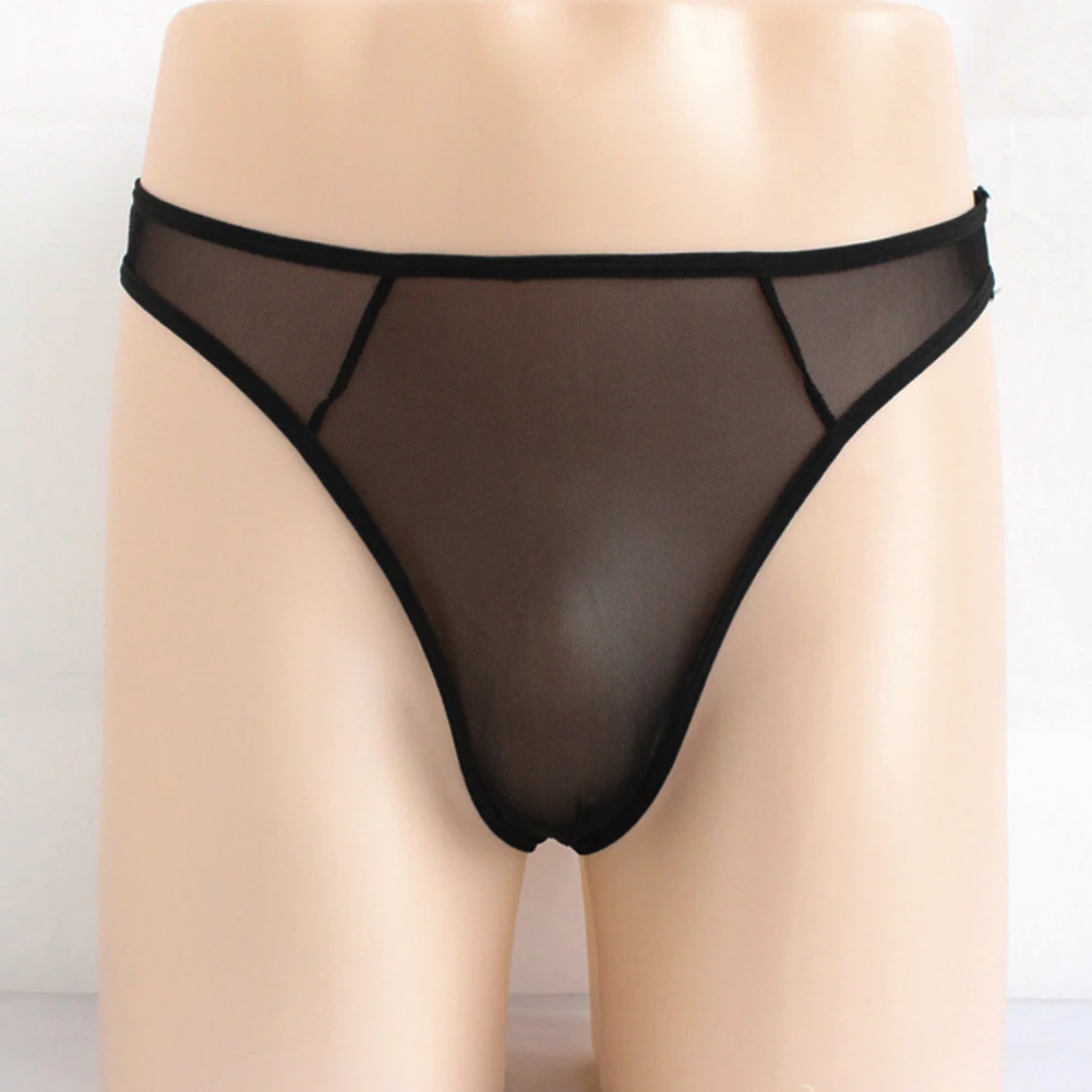 String sexy transparent pour homme, sous-vêtement respirant en maille fine