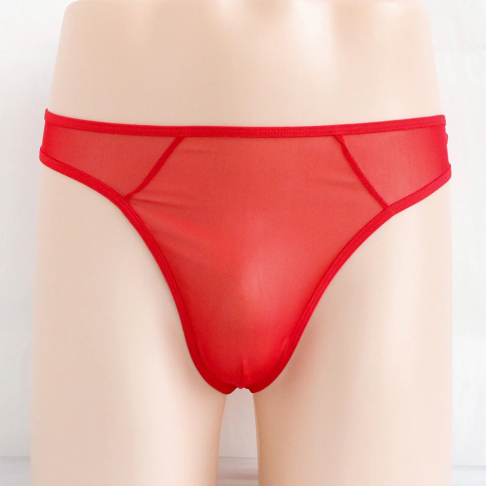 String sexy transparent pour homme, sous-vêtement respirant en maille fine
