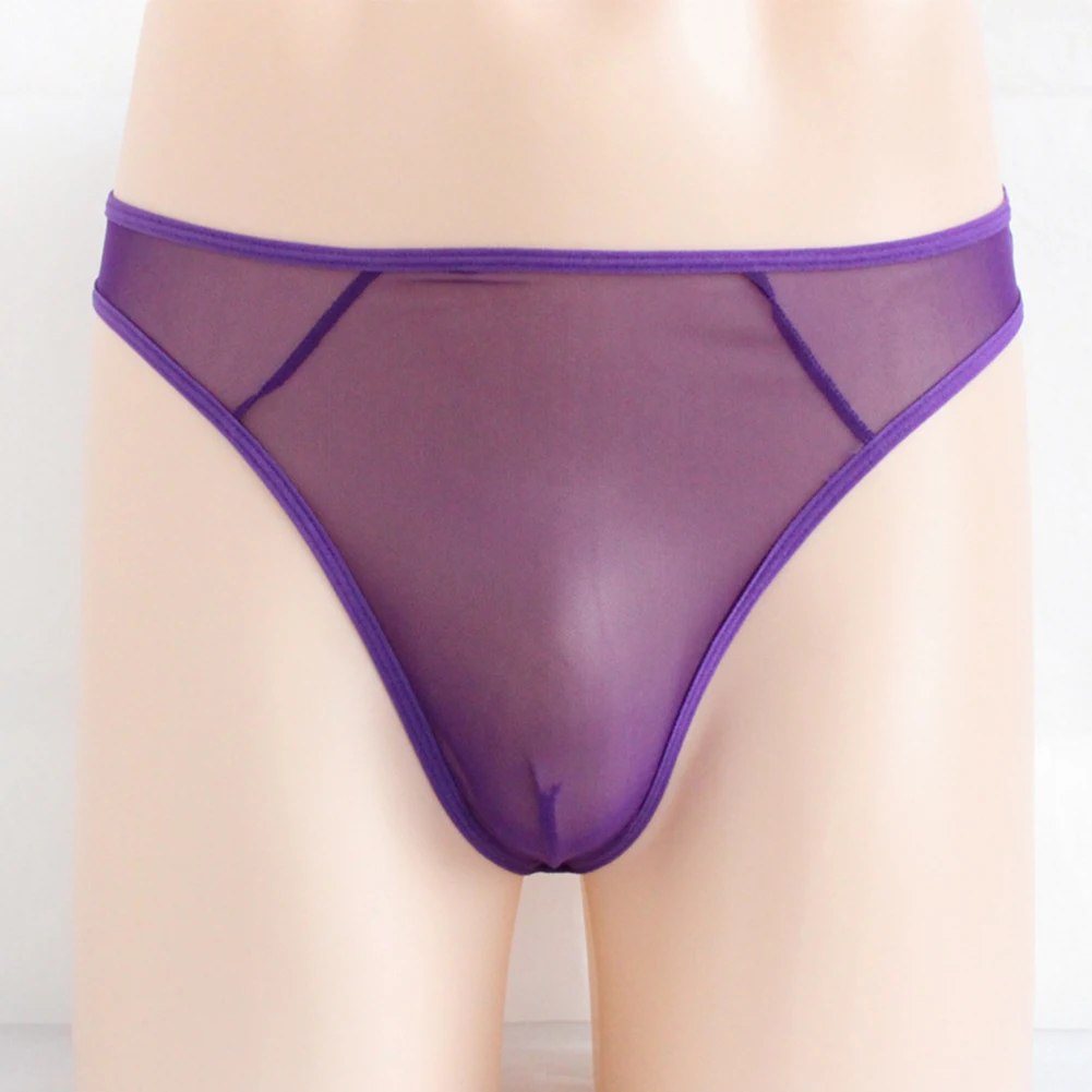 String sexy transparent pour homme, sous-vêtement respirant en maille fine
