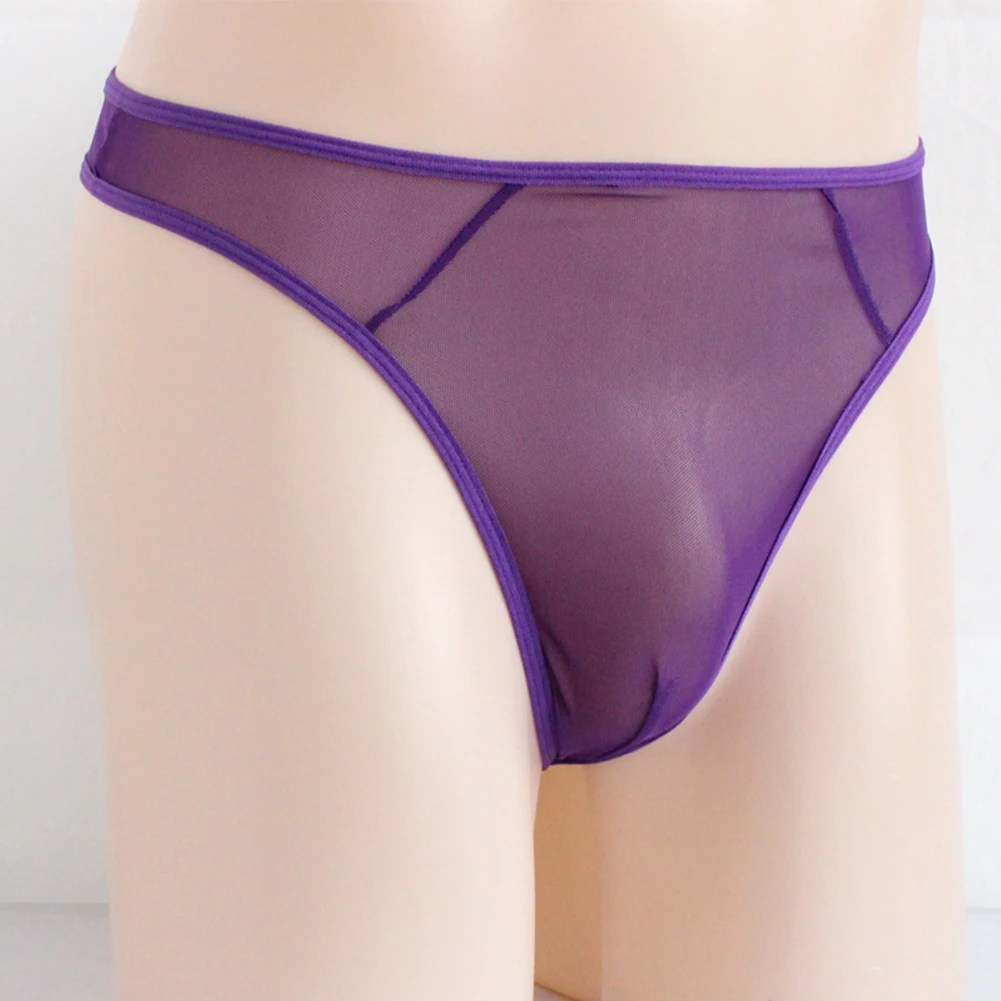 String sexy transparent pour homme, sous-vêtement respirant en maille fine