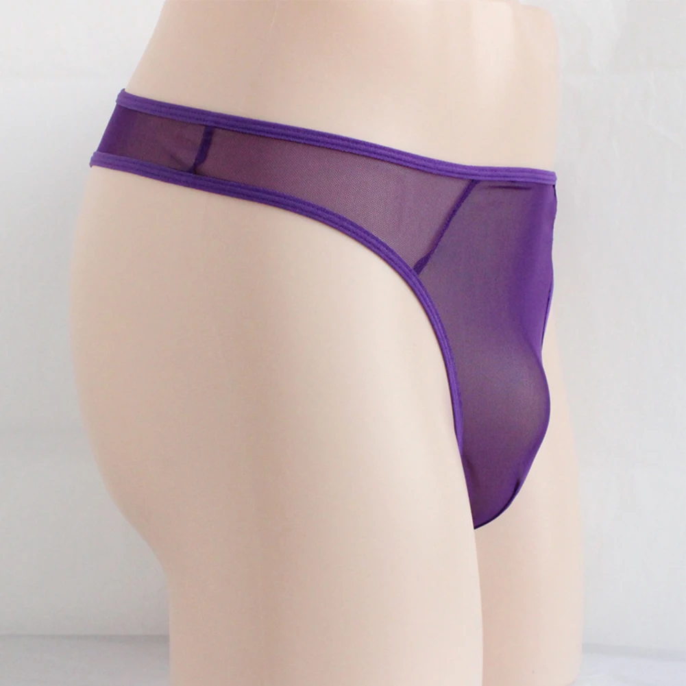 String sexy transparent pour homme, sous-vêtement respirant en maille fine