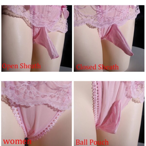 Bas transparents de style patchwork de couture de ligne arrière rétro pour hommes, bas de cuisse, lingerie gay, culotte sexy, Sissy – Image 6