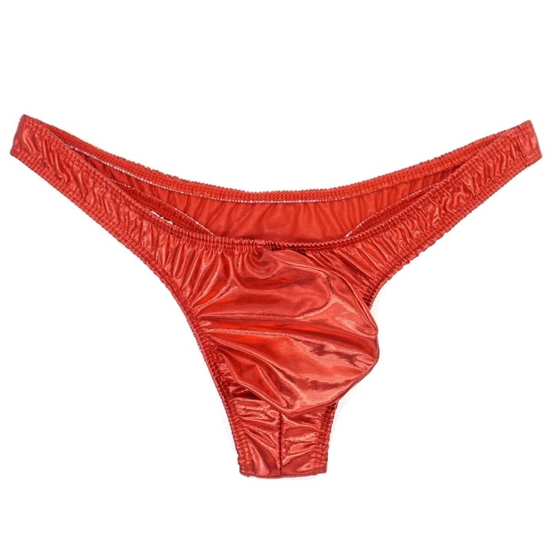 String Sexy à rayures pour hommes, sous-vêtements en coton, culotte en cuir verni, pochette, 2019